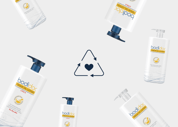 Bodidoc lotion bottles — recyclable PETG